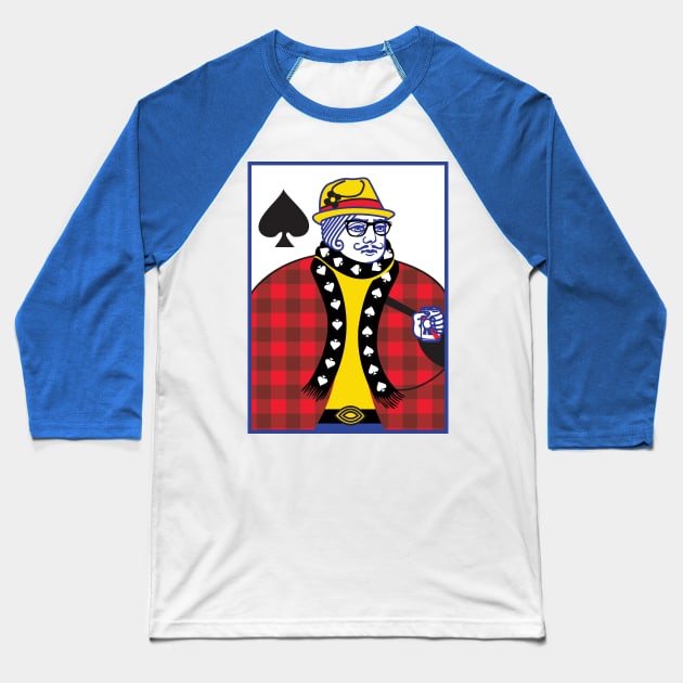 Hipster King of Spades Baseball T-Shirt by deancoledesign